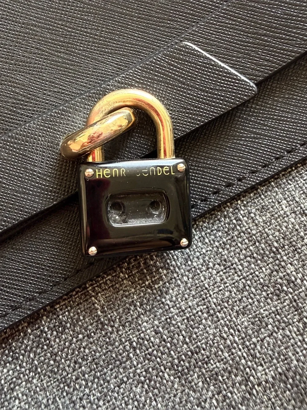 Henri Bendel Jetsetter Tweed Black and Gray Canvas Saffiano Leather